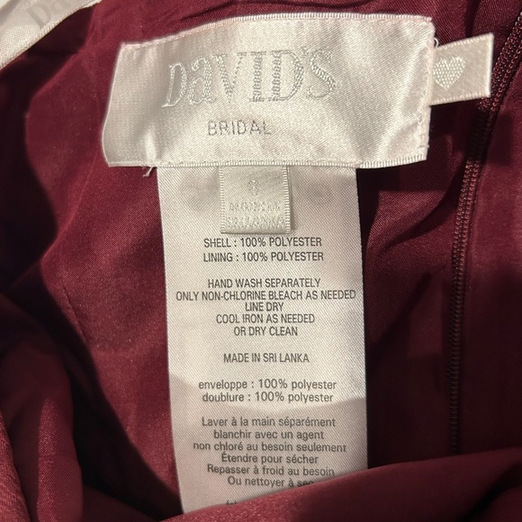 David’s Bridal One Shoulder Burgundy/Wine Dress - Picture 10 of 11